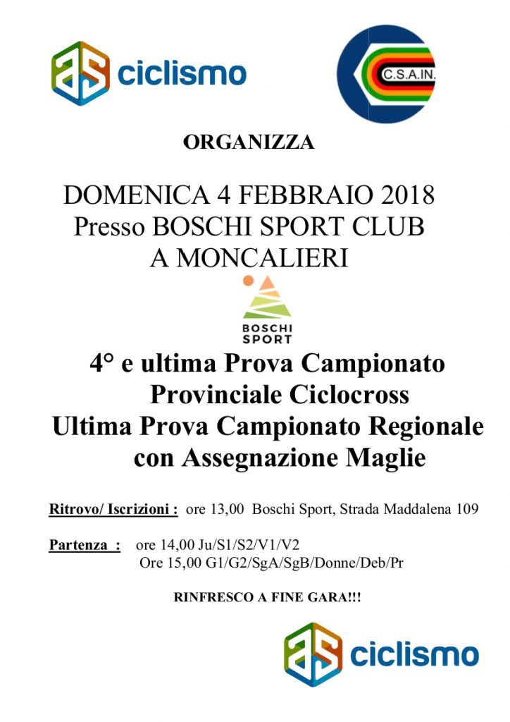 Gara di ciclocross, finale campionato provinciale e regionale presso il boschi sport club, Moncalieri 